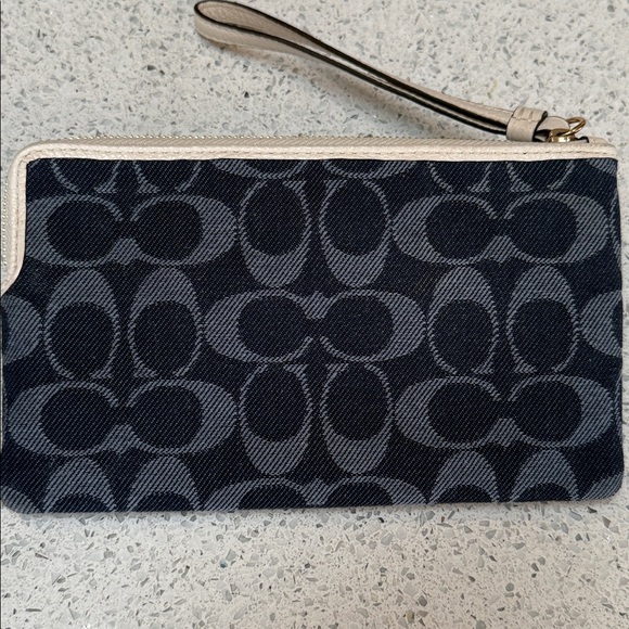 Coach Denim wristlet with leather trim. - Picture 3 of 6